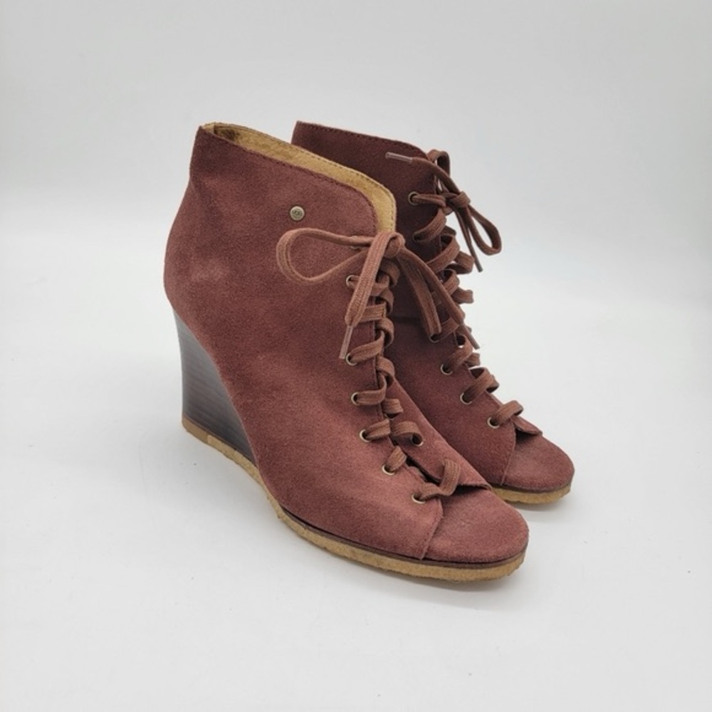 Ugg Women's Brown Lace-Up Peep Toe Shoes
